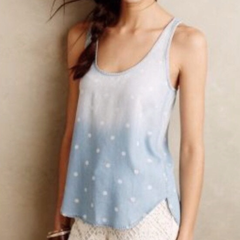 Cloth & Stone Polka Dot Chambray Tank